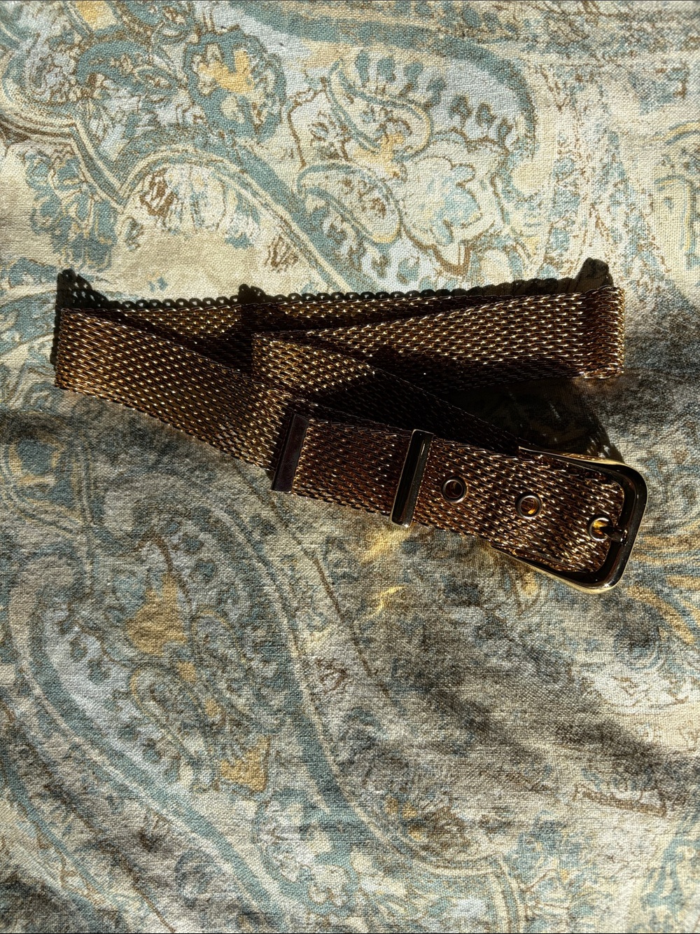 Vintage Shiny Gold Tone Metal Mesh Belt Retro Liquid Gold Statement Cinch Belt - Picture 5 of 13